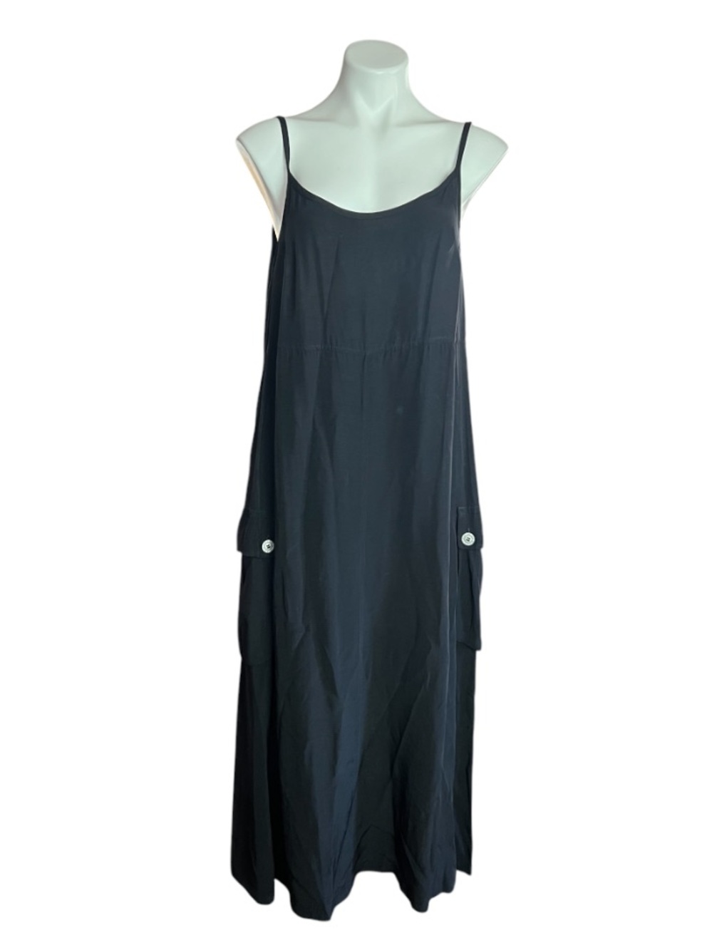 Venezia Black Sleeveless Maxi Dress with Pocket Details